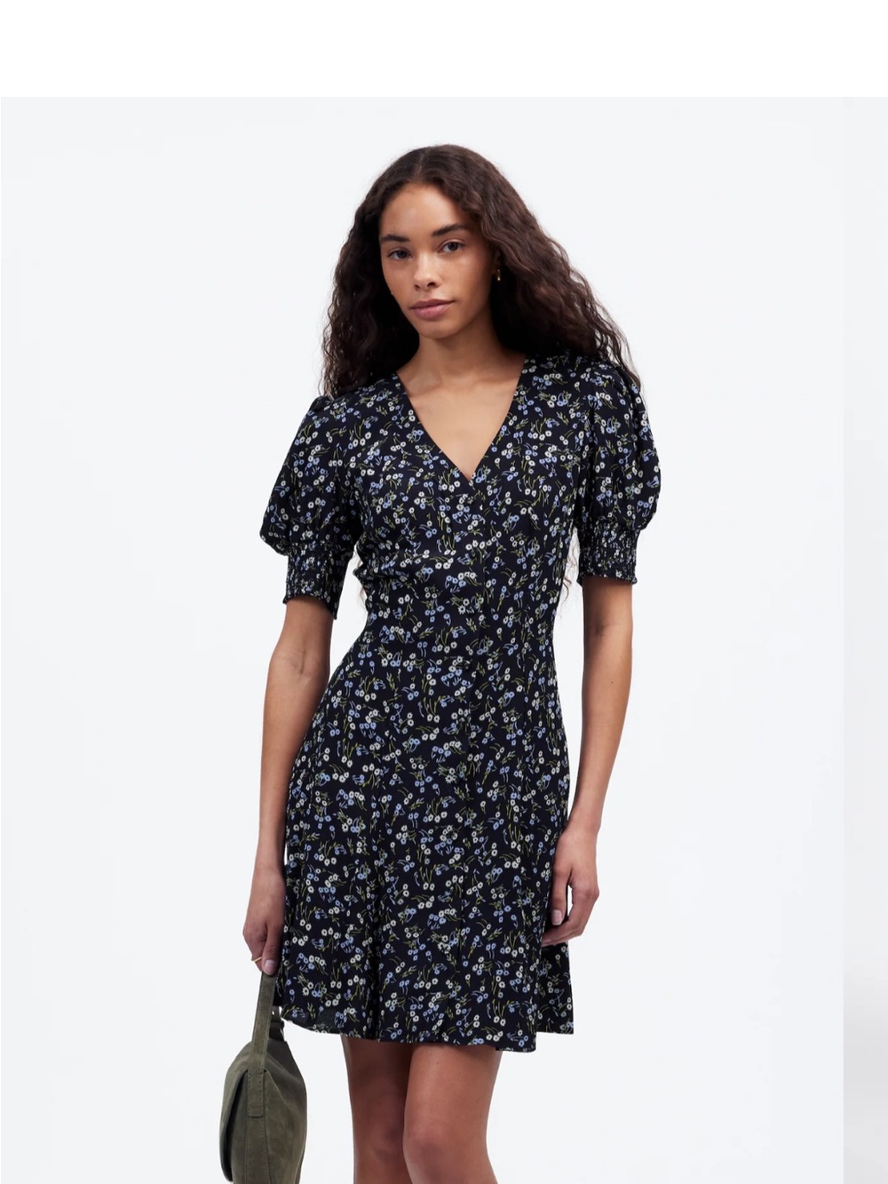 Madewell V neck button-front mini dress in floral